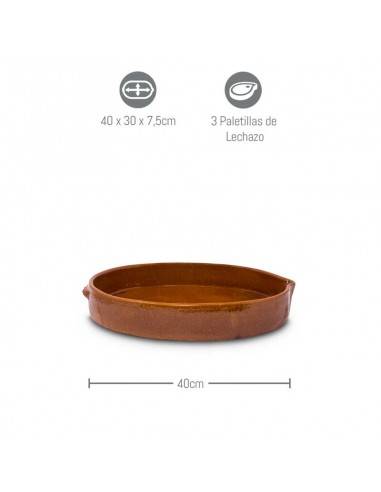 Asador Ovalado de Barro fondo Liso