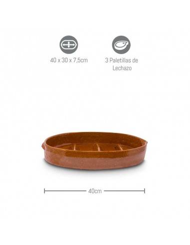 Asador Ovalado de barro fondo Estriado