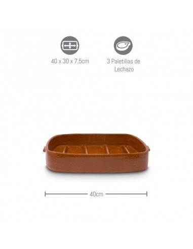 Asador Rectangular de Barro Fondo estriado