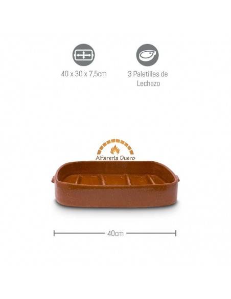 Asador Rectangular de Barro Fondo estriado