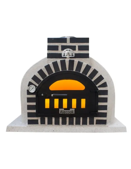 Horno Bunker Alecook acabado corcho proyectado Blanco embocadura Negra