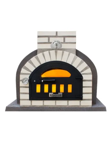 Horno Bunker Alecook acabado corcho proyectado Gris embocadura Blanca