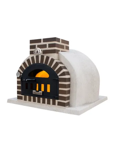 Horno Bunker Alecook acabado corcho proyectado Blanco embocadura marrón