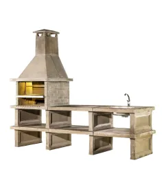 Barbecue complet avec table, évier et étagères 2