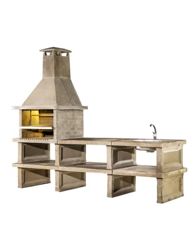 Barbecue complet avec table, évier et étagères