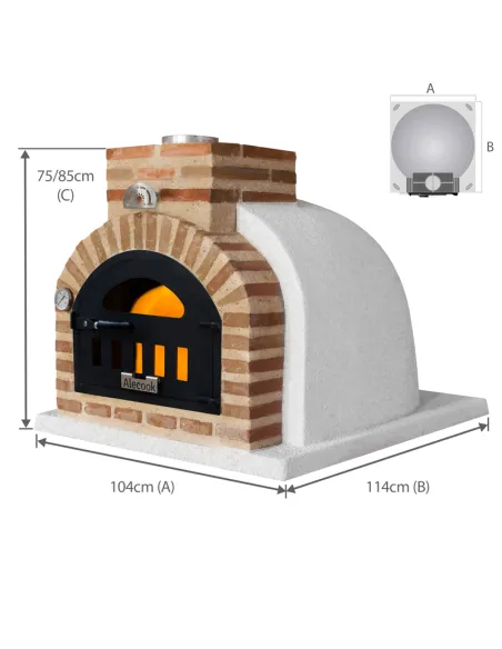 Fours à bois ALECOOK, finition liège blanc, embouchure en brique rustique