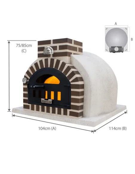 Fours à bois ALECOOK, finition liège blanc, embouchure en brique brune