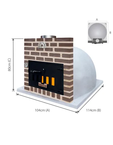 Fours à bois ALECOOK, finition liège blanc, embouchure en brique brune