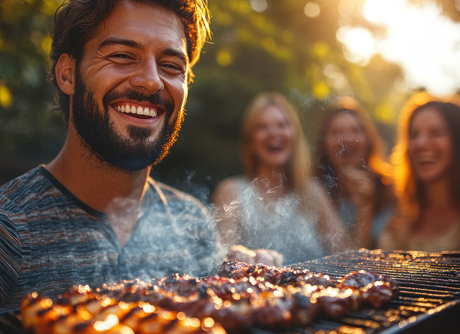 Banner de gente disfrutando de una barbacoa