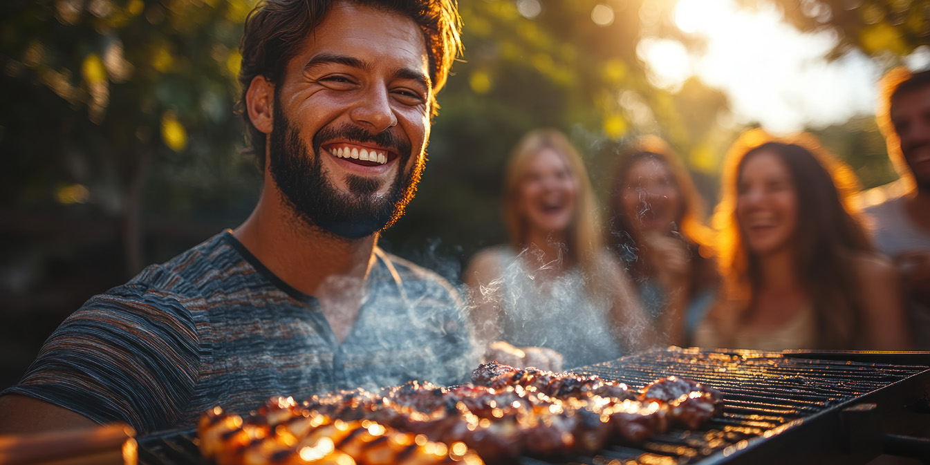 Banner de gente disfrutando de una barbacoa